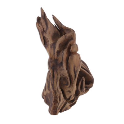 Reclaimed wood sculpture, 'Phoenix' - Hand Carved Reclaimed Driftwood Sculpture from India
