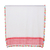 Mantón de algodón - Mantón blanco y rojo tejido en telar 100% algodón de la India