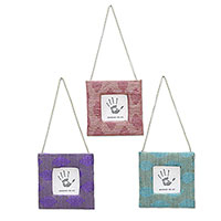 Set of Three Multicolor 2x2 Picture Frames from India,'Cheerful Memories'