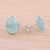 Chalcedony button earrings, 'Raindrop Prisms' - Aqua Chalcedony Sterling Silver Button Earrings from India