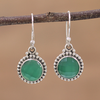 Onyx dangle earrings, Green Passion