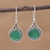 Onyx dangle earrings, 'Green Passion' - Green Onyx and Sterling Silver Dangle Earrings from India thumbail