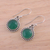 Onyx dangle earrings, 'Green Passion' - Green Onyx and Sterling Silver Dangle Earrings from India (image 2b) thumbail