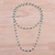 Onyx long link necklace, 'Delightful Gleam' - Green Onyx and Sterling Silver Link Necklace from India thumbail