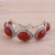 Onyx-Gliederarmband, 'Fiery Bliss - Feuriges rotes Onyx- und Sterlingsilber-Gliederarmband aus Indien