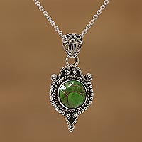 Indian Style Fancy Sterling Silver Pendant Necklace,'Grand Presence'