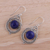 Lapis lazuli dangle earrings, 'Elegant Globes' - Lapis Lazuli and Sterling Silver Dangle Earrings from India (image 2b) thumbail