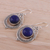 Lapis lazuli dangle earrings, 'Elegant Globes' - Lapis Lazuli and Sterling Silver Dangle Earrings from India (image 2c) thumbail