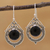 Onyx dangle earrings, 'Elegant Globes' - Onyx and Sterling Silver Dangle Earrings from India (image 2) thumbail