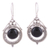 Onyx dangle earrings, 'Elegant Globes' - Onyx and Sterling Silver Dangle Earrings from India thumbail