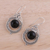 Onyx dangle earrings, 'Elegant Globes' - Onyx and Sterling Silver Dangle Earrings from India (image 2c) thumbail