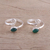 Onyx toe rings, 'Green Curl' (pair) - Two Green Onyx and Sterling Silver Toe Rings from India (image 2b) thumbail