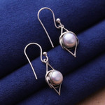 Cultured pearl dangle earrings, 'Intricate Twirl' - Indian Cultured Pearl and Sterling Silver Dangle Earrings