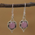 Chalcedony dangle earrings, 'Intricate Twirl in Pink' - Indian Pink Chalcedony and Sterling Silver Dangle Earrings (image 2) thumbail