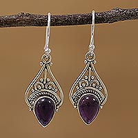 Amethyst dangle earrings, 'Crowned Drops'
