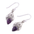 Amethyst dangle earrings, 'Crowned Drops' - Amethyst and Sterling Silver Dangle Earrings from India (image 2d) thumbail