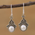 Cultured pearl dangle earrings, 'Crowned Charm' - Cultured Pearl Sterling Silver Dangle Earrings from India (image 2) thumbail