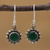 Onyx dangle earrings, 'Green Appeal' - Green Onyx and Sterling Silver Floral Dangle Earrings (image 2) thumbail