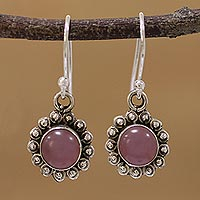 Chalcedony dangle earrings, 'Pink Appeal'