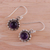 Amethyst dangle earrings, 'Purple Appeal' - Indian Amethyst and Sterling Silver Floral Dangle Earrings (image 2) thumbail