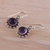 Amethyst dangle earrings, 'Purple Appeal' - Indian Amethyst and Sterling Silver Floral Dangle Earrings (image 2b) thumbail