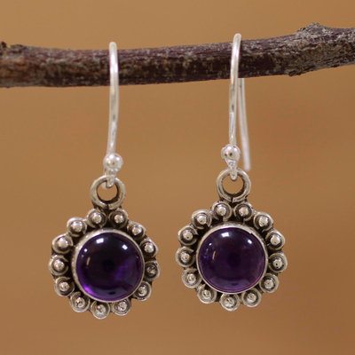 Pendientes colgantes de amatista, 'Purple Appeal' - Pendientes colgantes florales de amatista india y plata de ley