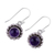 Amethyst dangle earrings, 'Purple Appeal' - Indian Amethyst and Sterling Silver Floral Dangle Earrings (image 2d) thumbail
