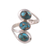 Sterling silver cocktail ring, 'Lyrical Trio in Blue' - Sterling Silver Cocktail Ring in Blue from India thumbail