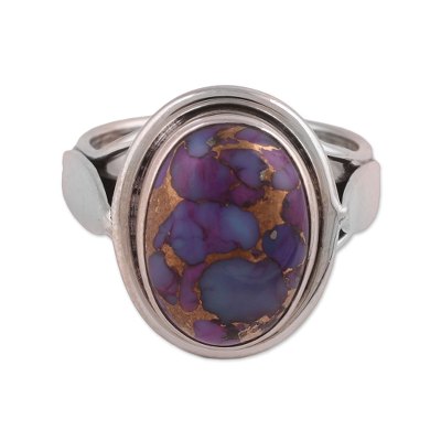 Sterling silver cocktail ring, 'Blissful Balance in Purple' - Sterling Silver Cocktail Ring with Purple Turquoise