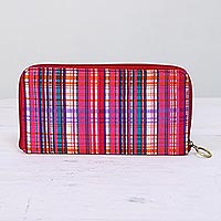 Striped Cotton Jewelry Travel Case from India,'Intersection'