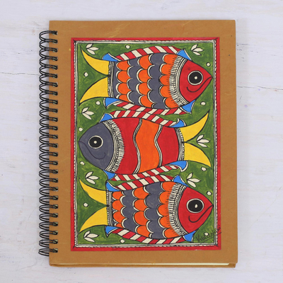 Madhubani journal, Joyful Fishes