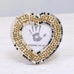 Glass mosaic photo frame, 'Alluring Heart' (3 in.) - 3 in. Handcrafted Glass Mosaic Heart Photo Frame from India