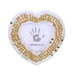 Glass mosaic photo frame, 'Alluring Heart' (3 in.) - 3 in. Handcrafted Glass Mosaic Heart Photo Frame from India