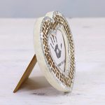 Glass mosaic photo frame, 'Alluring Heart' (3 in.) - 3 in. Handcrafted Glass Mosaic Heart Photo Frame from India