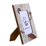 Wood photo frame, 'Letters from Yesteryear' (4x6) - 4x6 Rectangular Script-Themed Wood Photo Frame from India
