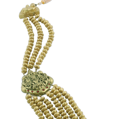 Halskette aus Keramikperlen - Keramikperlenkette der Lakshmi-Göttin des Wohlstands