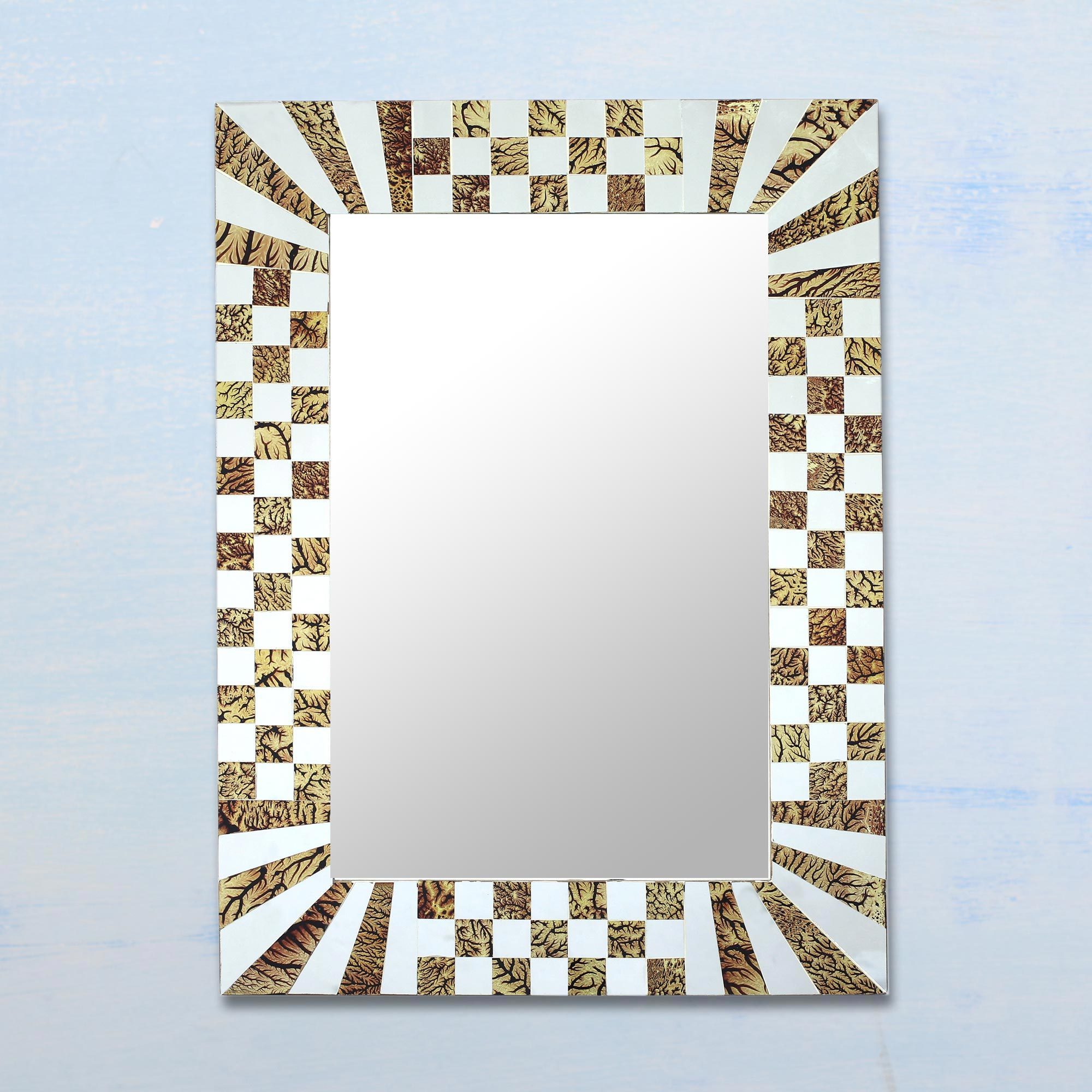Glass Mosaic Wall Mirror With Vine Motifs From India Natural Vines