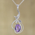 Rhodium plated amethyst pendant necklace, 'Wisteria Vines' - Rhodium Plated Amethyst Pendant Necklace from India (image 2) thumbail
