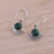 Malachite dangle earrings, 'Green Fans' - Fan-Shaped Malachite and Silver Dangle Earrings from India (image 2b) thumbail