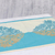 Chain-stitched cotton table runner, 'Majestic Fusion' - Cotton Blend Turquoise Beige Leaf Embroidered Table Runner (image 2b) thumbail