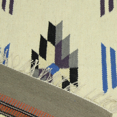 Dhurrie-Teppich aus Wolle, (4x6) - 4x6 Woll-Dhurrie-Teppich in Sepia und Elfenbein aus Indien