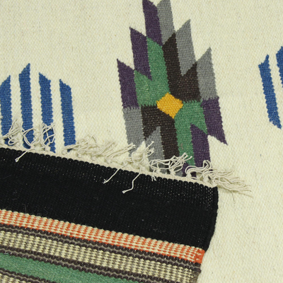 Dhurrie-Teppich aus Wolle, (4x6) - 4x6 gestreifter geometrischer Dhurrie-Wollteppich aus Indien