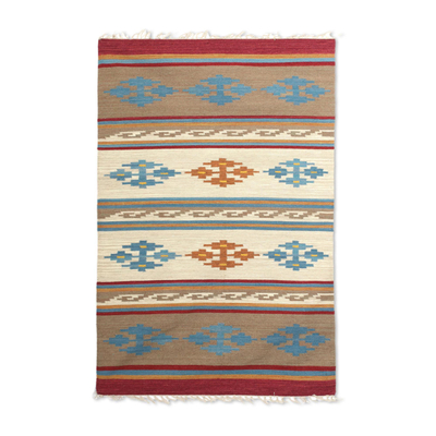 Artisan Handwoven Geometric Dhurrie Rug from India (4x6)