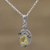 Rhodium plated citrine and emerald pendant necklace, 'Sunshine Bloom' - Rhodium Plated Citrine and Emerald Leaf Necklace from India (image 2) thumbail