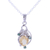 Rhodium plated citrine and emerald pendant necklace, 'Sunshine Bloom' - Rhodium Plated Citrine and Emerald Leaf Necklace from India (image 2c) thumbail