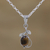 Rhodium plated tiger's eye pendant necklace, 'Forest Earth' - Rhodium Plated Tiger's Eye Leaf Necklace from India