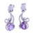 Rhodium plated amethyst dangle earrings, 'Flowing Twist' - Rhodium Plated Amethyst Leaf Dangle Earrings from India thumbail