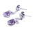 Rhodium plated amethyst dangle earrings, 'Flowing Twist' - Rhodium Plated Amethyst Leaf Dangle Earrings from India (image 2e) thumbail