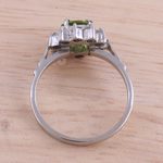 Rhodium plated peridot cocktail ring, 'Verdant Glimmer' - Sparkling Peridot Cocktail Ring from India