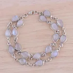 Rainbow moonstone link bracelet, 'Eternal Nature' - Rainbow Moonstone and Sterling Silver Link Bracelet